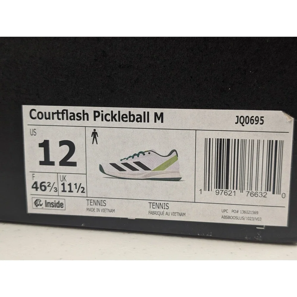 Adidas Courtflash Pickleball Mens 12 Tennis White Green Shoes Sneakers JQ0695